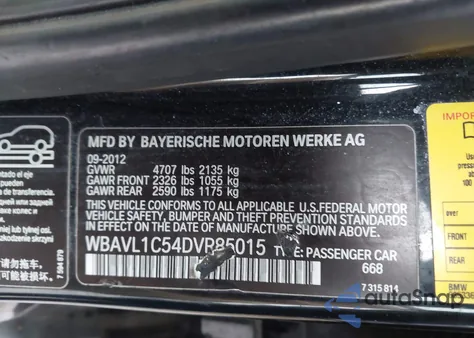 2013 BMW X1 xDrive28I from USA, damaged, VIN WBAVL1C54DVR85015
